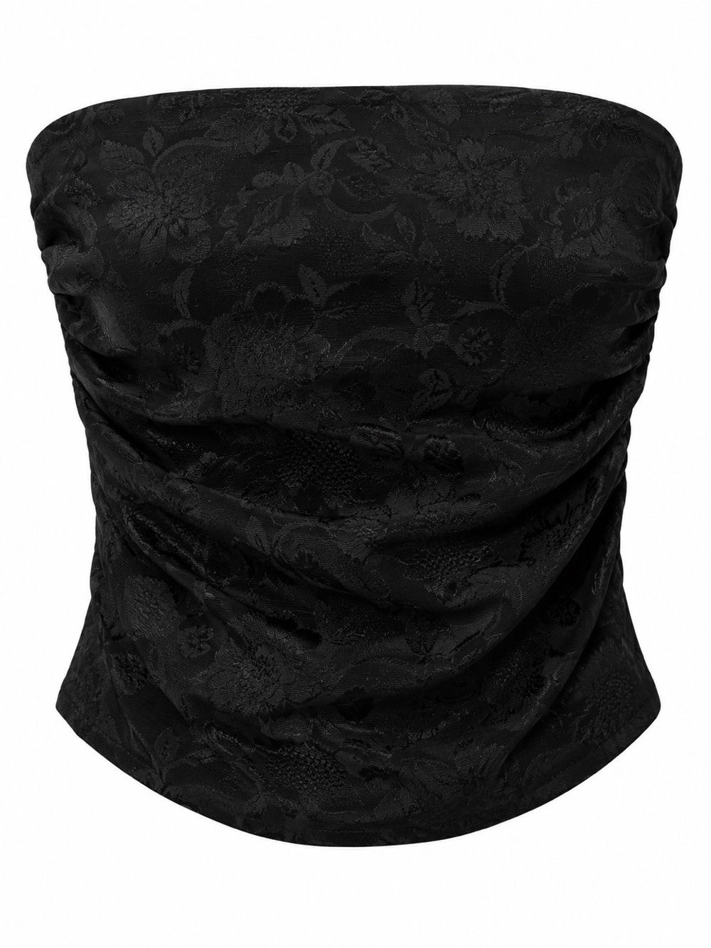 PrettyLittleThing Black Jacquard Strapless Top